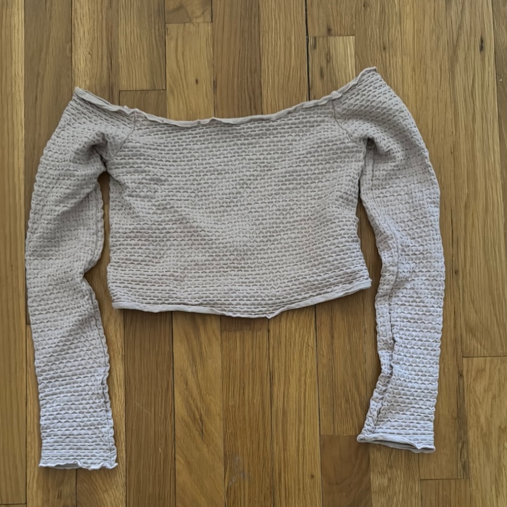 Free People Off-Shoulder Textured Knit Crop Top